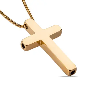 Aromatic inhaler decompression anxiety mindfulness breathing stainless steel cross necklace