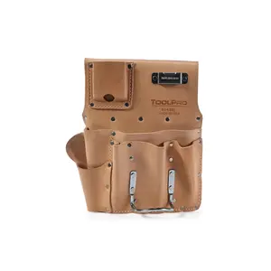 ToolPro 8 Pocket Top Grain Leather Drywall Pouch - Right Handed, Professional Drywall Tool Pouch
