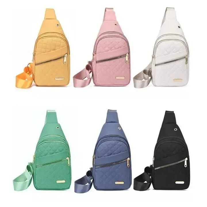 Solid color quilted Fanny bag with casual zipper chest strap waist bag, lightweight waterproof single shoulder crossbody bag, large capacity cycling chest bag, single shoulder crossbody bag, large capacity cycling chest bag, adjustable daily use sling bag