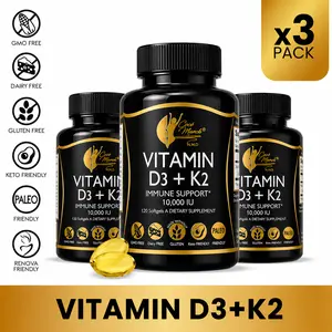 3 Bottles of Coco March N.M.D Vitamin D3 + K2 Dietary Supplement, 120 Softgel Capsules Healthcare Fitness