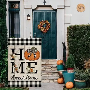 Creative Home Pattern Hanging Sign, Pumpkin & Letter Pattern Hanging Flag, Outdoor Hanging Decor for Home Garden Yard, Halloween