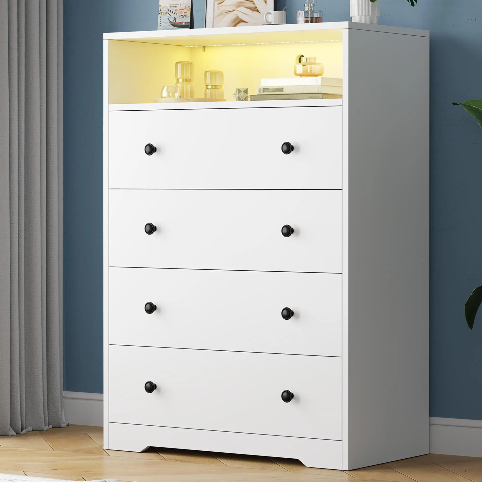 White-4 Drawers（with LED Lights）