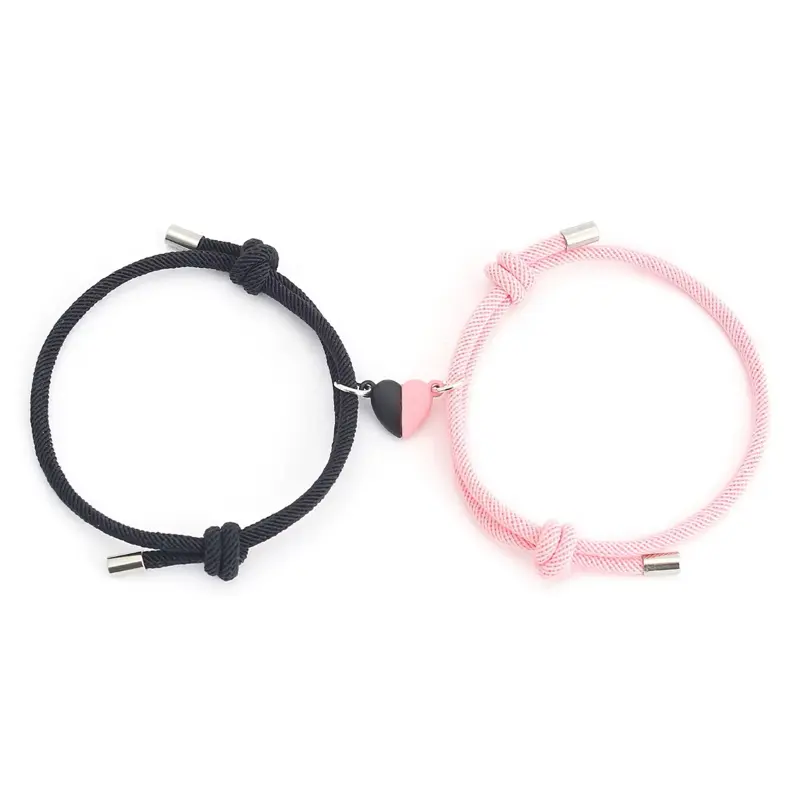 Couple Bracelet Set - Pink and Black Bracelets for Men and Women support gift