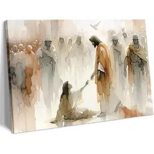 Jesus Reaching Out Canvas Print, Spiritual Easter Gift For Christian Women,Comforting Christian Easter Gift For Mom Friend, Religious Prayer Room Living Room Decor, Faith Poster