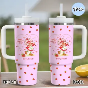 Cute Retro Strawberry Girl Vacuum Flasks 40oz Stainless Steel Vacuum Insulated Tumbler with Handle & Straw | Leak-Resistant Travel Mug | Long-Lasting Cold Drinks | Iced Coffee & Water Cup for Office, Gym & Travel Drinkware Leakproof Tumbler