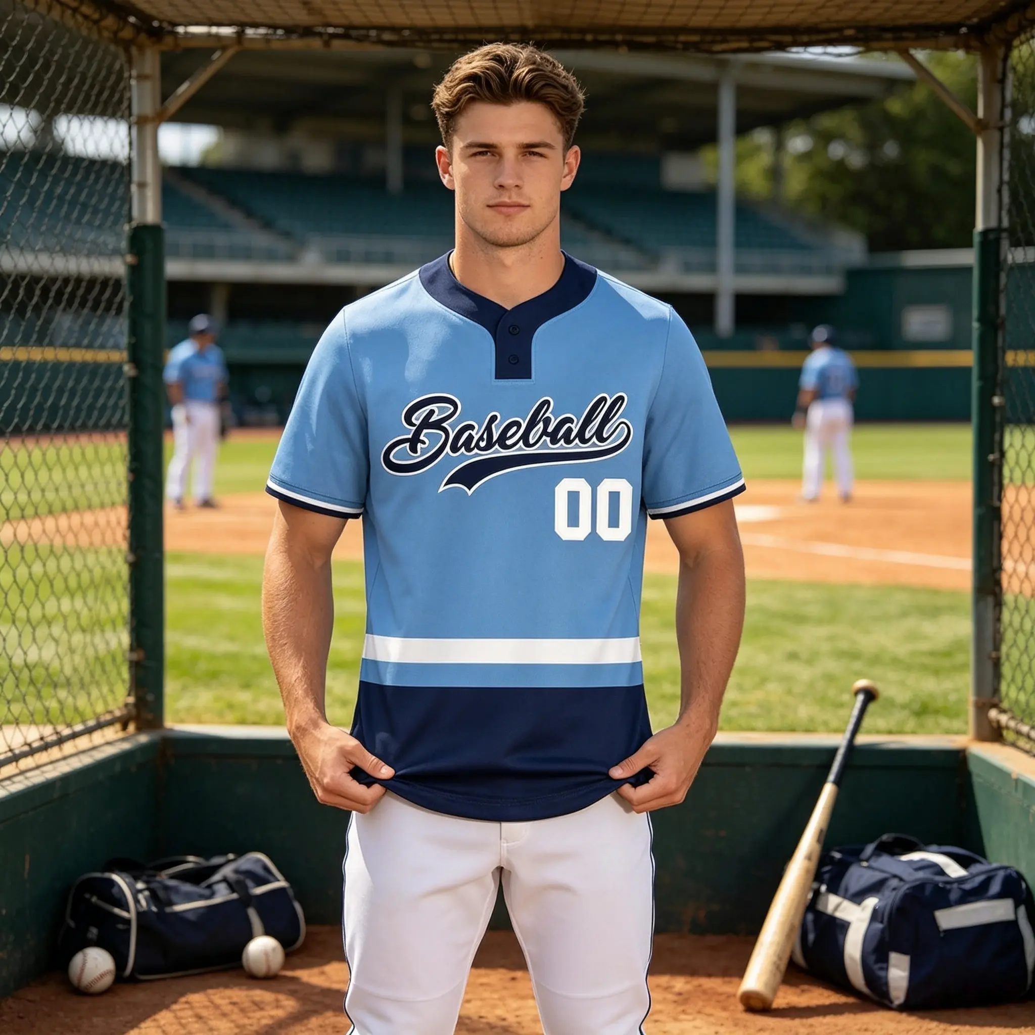 Custom Baseball Jersey Double Breasted Mesh Heat Sublimation Unisex Softball Jacket