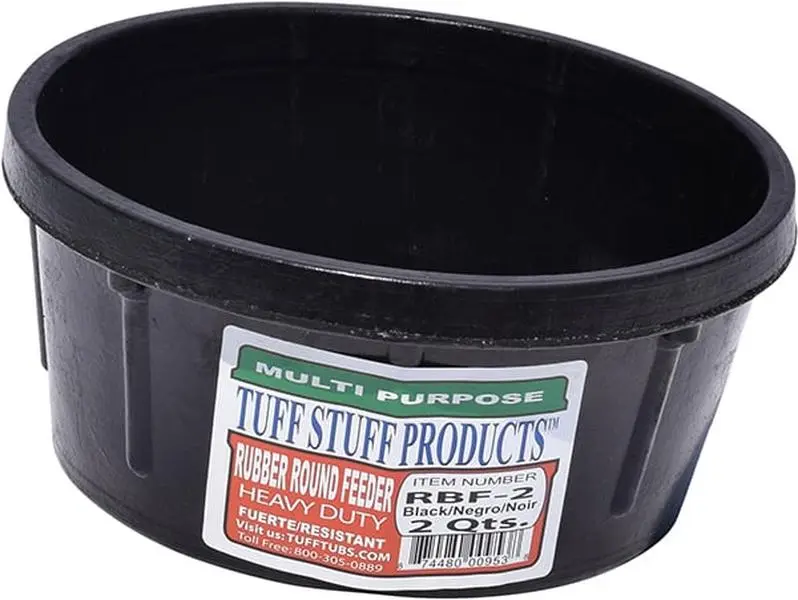 Tuff Stuff Products Rubber Round Feeding Tray - 2 Qt, 2 Lbs, 24 x 24 x 12 In, Durable Pet Feeding Supply for Dogs & Cats