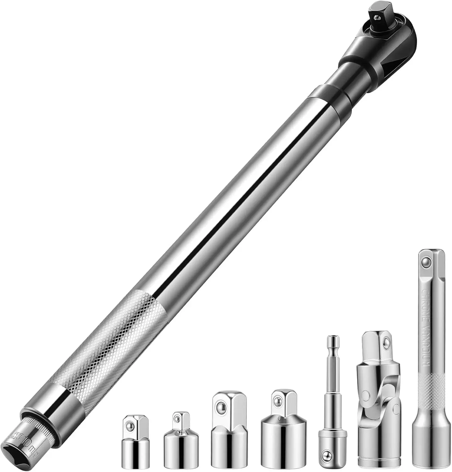 1/2" Offset Extension Wrench Impact, Socket Wrench Extender Tool for Electric Drill, Torque Wrench, Socket Adapter, Ratchet Wrench, With 3/8", 1/4" Adapters for Tight Spaces