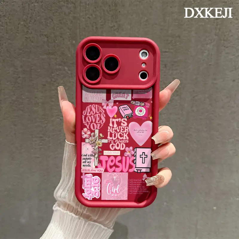 Pink Jesus Quote Aesthetic TPU Cellphone Case - Soft Silicone Casing, Shockproof Full Protection Multi-Model Protector Accessory for iPhone 17,16,15 Pro Max,14,13,12,11 Plus,Air