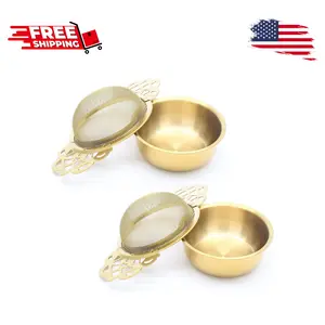 2 Pack Tea Strainer Bowl, Stainless Steel for 2.5-4 Inch Cup Mouth, Gold