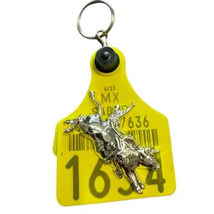 Cattle Tag Keychain Arete de Vaca Llavero con Concho