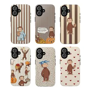 Y-Cute cartoon monkey tough phone case,Having good protective properties,for iPhone 16 15 14 13 12 11 17Pro Max,for Samsung S25 S24 S23 S22 Ultra,Protective Cover,give her/him a gift for Christmas and Thanksgiving