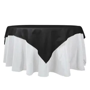 100% Cotton 70"x70" Table Overlay Square Tablecloth Black Linen - Soft & Breathable Fabric Table Topper
