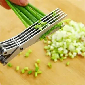 Stainless Steel 5-Layer Blades Kitchen Scissors, 1-Count Multifunctional Tool with Scallion Cutter for Quick Cuts, Home Dining Kitchen Cutting Gadget, Kitchenware Accessory, Five Layers