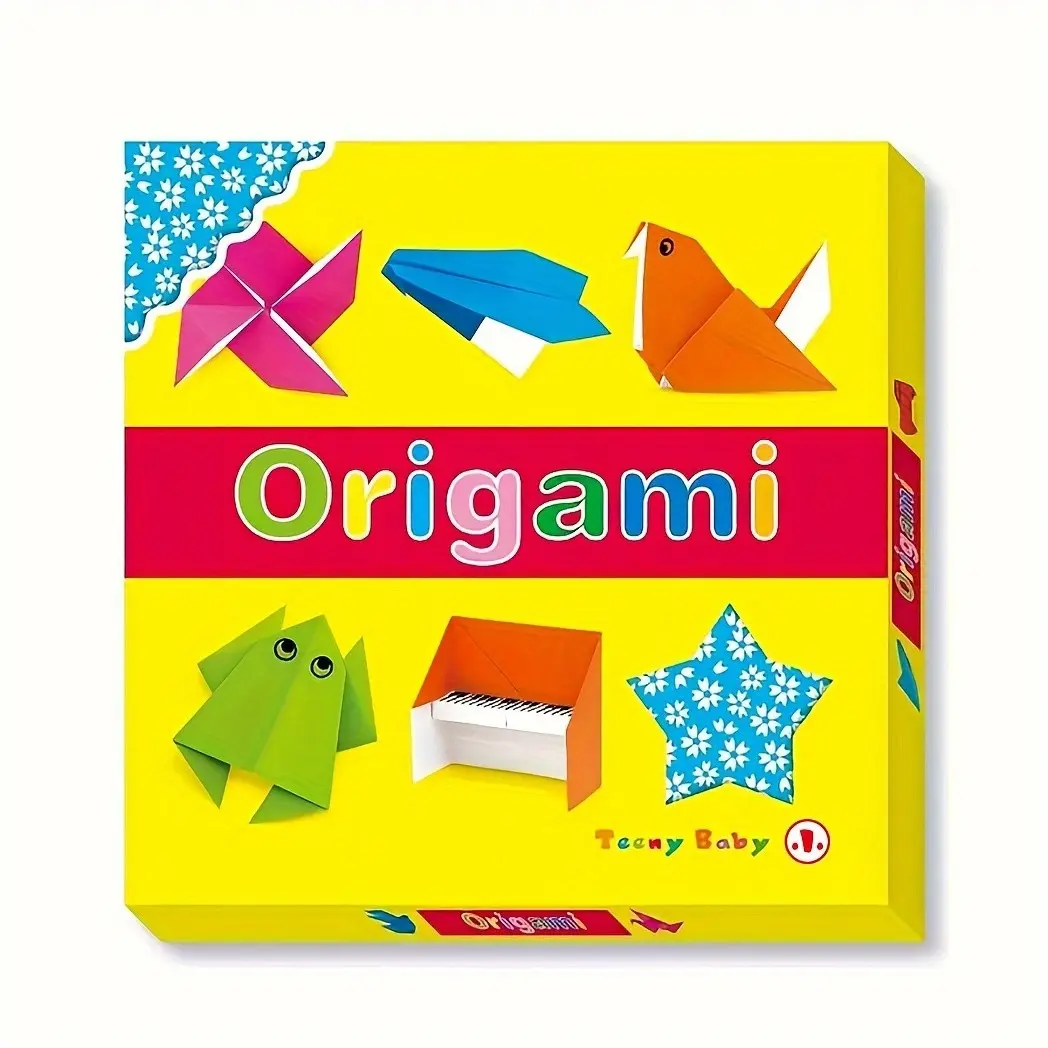 English Origami Kit, 40 Sheets Folding Paper Box, 69 Simple Origami Models Instruction Book, Enhance Kids' Manual Skills