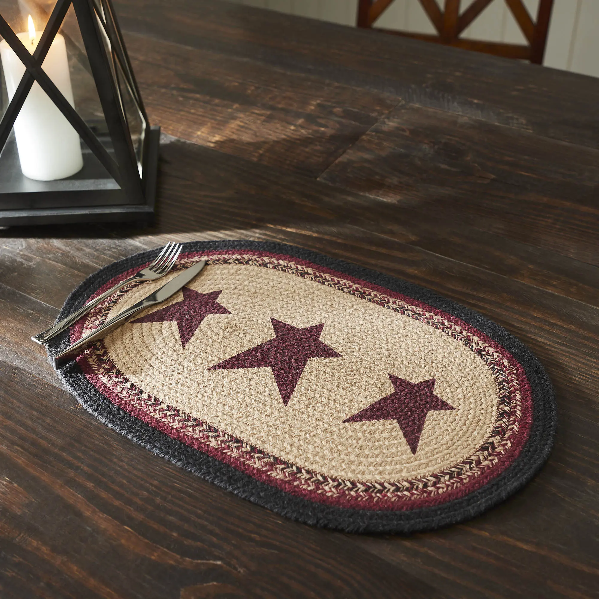 Correll Braided Table Placemats, Oval Dining Table Mats, Indoor Household Placemat Set