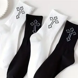 2/1 pair of black and white mid-calf socks for men and women