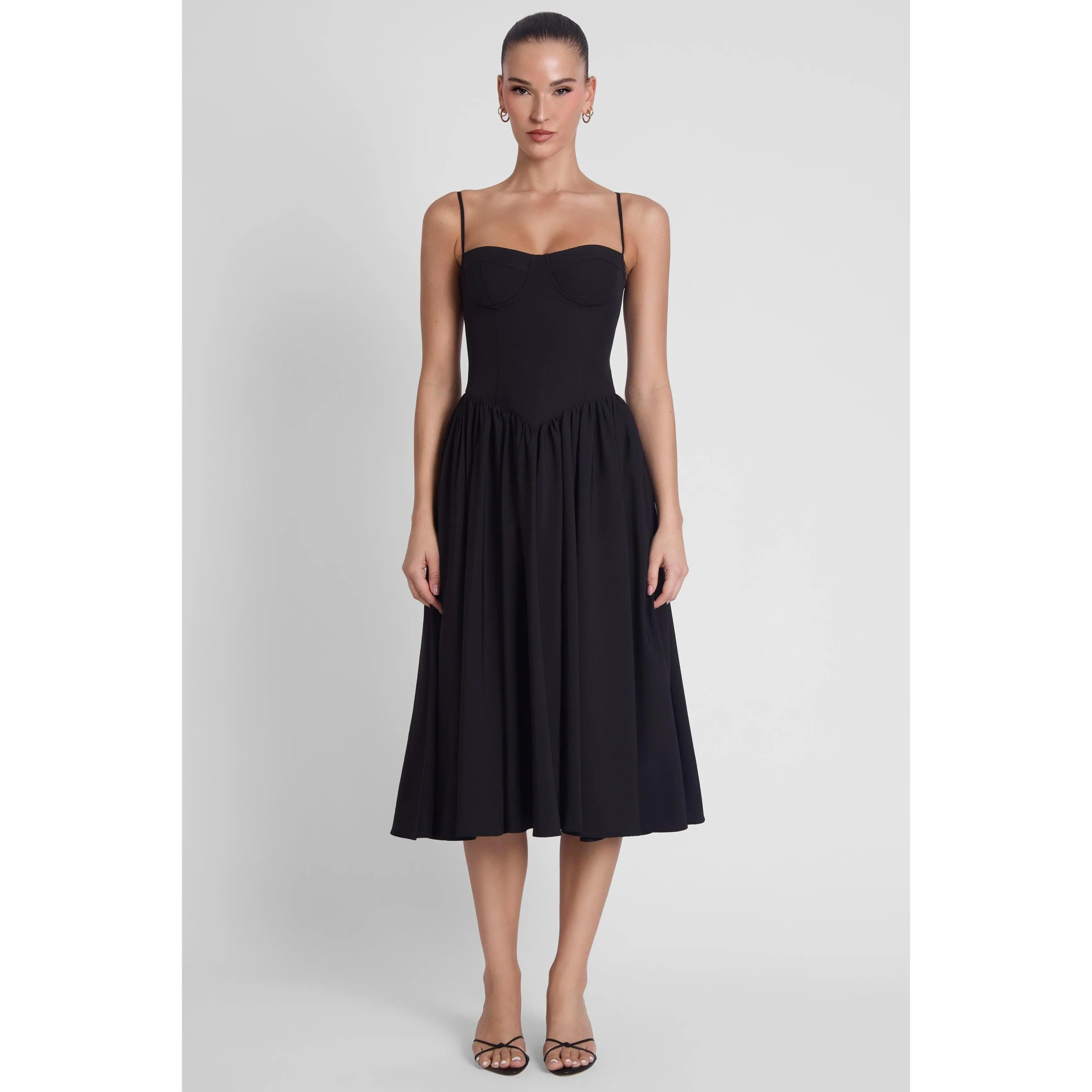Ballerina Bustier Midi Dress - Black Ballerina Bustier Midi Dress - Black
