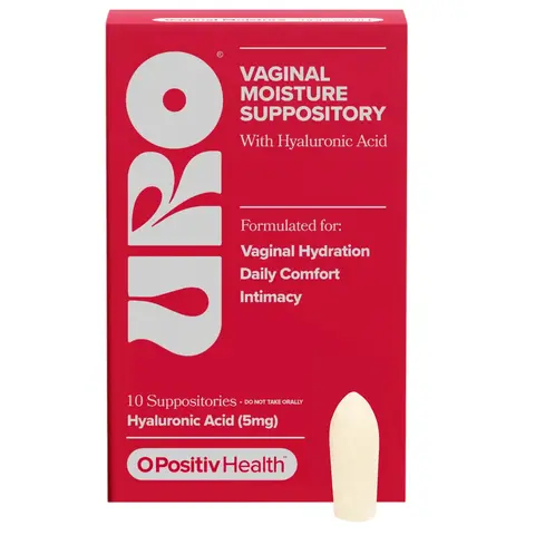URO Vaginal Moisture Suppositories (10 count) with Hyaluronic Acid for Hydration & Dryness Relief