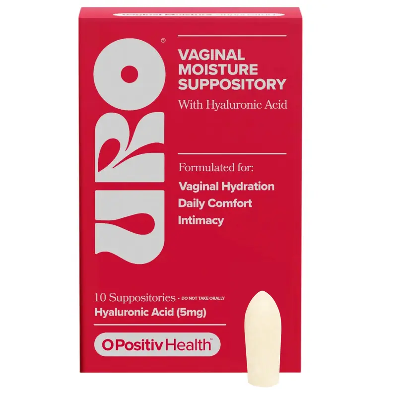 URO Vaginal Moisture Suppositories (10 count) with Hyaluronic Acid for Hydration & Dryness Relief