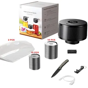 3 in 1 Upgraded Electric Mason Jar Vacuum Sealer Kit | Wide & Regular Mouth + Vacuum Bags | One-Touch Food Saver with(Gift: 1 Outdoor Knife)