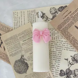 Classic Pillar Candle with Pink Bow - Festive Home Decor Ornaments