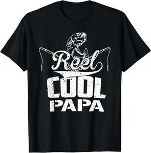 Cotton(pure) Fishing Reel Cool Papa Fisherman Fathers Day Gift Grandpa T-Shirt