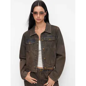 Cider Denim Collar Washed Long Sleeve Jacket