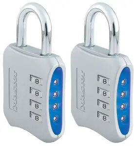 Master Lock Resettable Combination Locker Lock, Lock for Gym and School Lockers, Blue, 2 Pack, 653BLUE