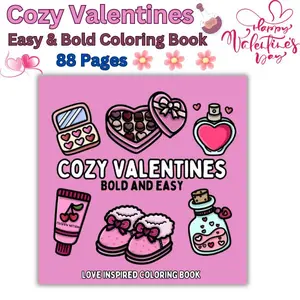Cozy Valentines Coloring Book: Love-Inspired Bold and Easy Designs for Adults and Kids – Relaxing and Fun Valentine’s Day Activity