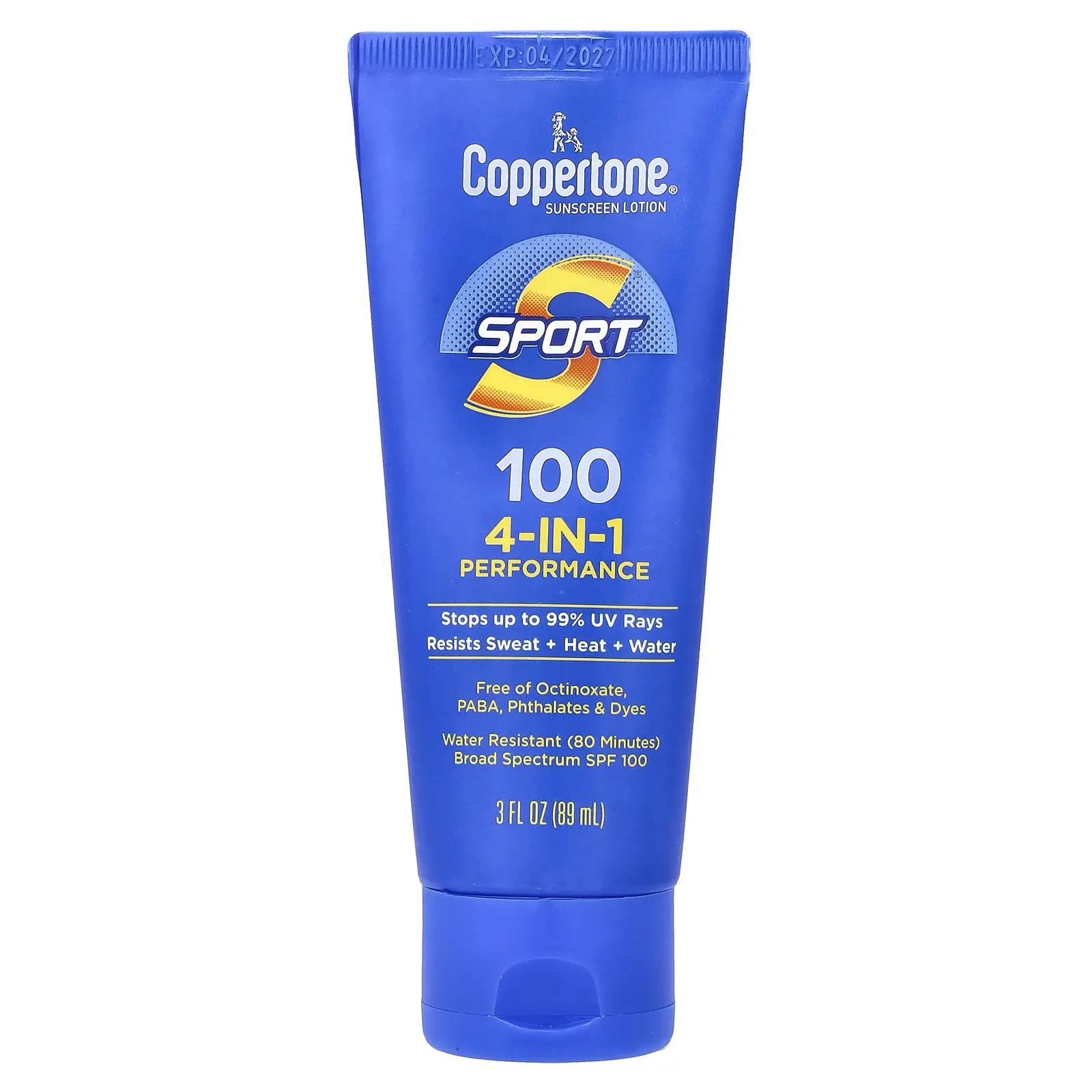 Coppertone Sport, Sunscreen Lotion, 4-In-1 Performance, SPF 100, 3 fl oz (89 ml) | HSA/FSA Eligible