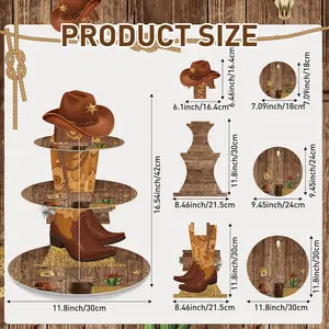 Western Cowboy Cupcake Stand Party Decorations Western Theme Birthday Cupcake Holder Cowboy Theme Cake Holder Birthday Dessert Stand for Wild West Baby Shower Birthday Party Supplies(Cowboy) Ornaments