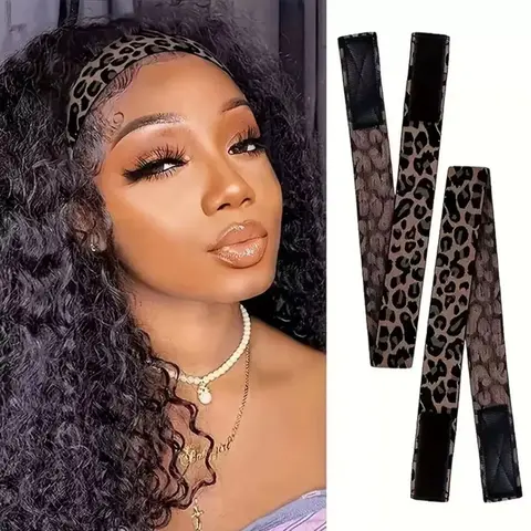 1 PC Elastic Bands for Wig, Lace Melting Bow Tie Band, Edge Wrap to Lay Edges Hair Accessories Leopard Print