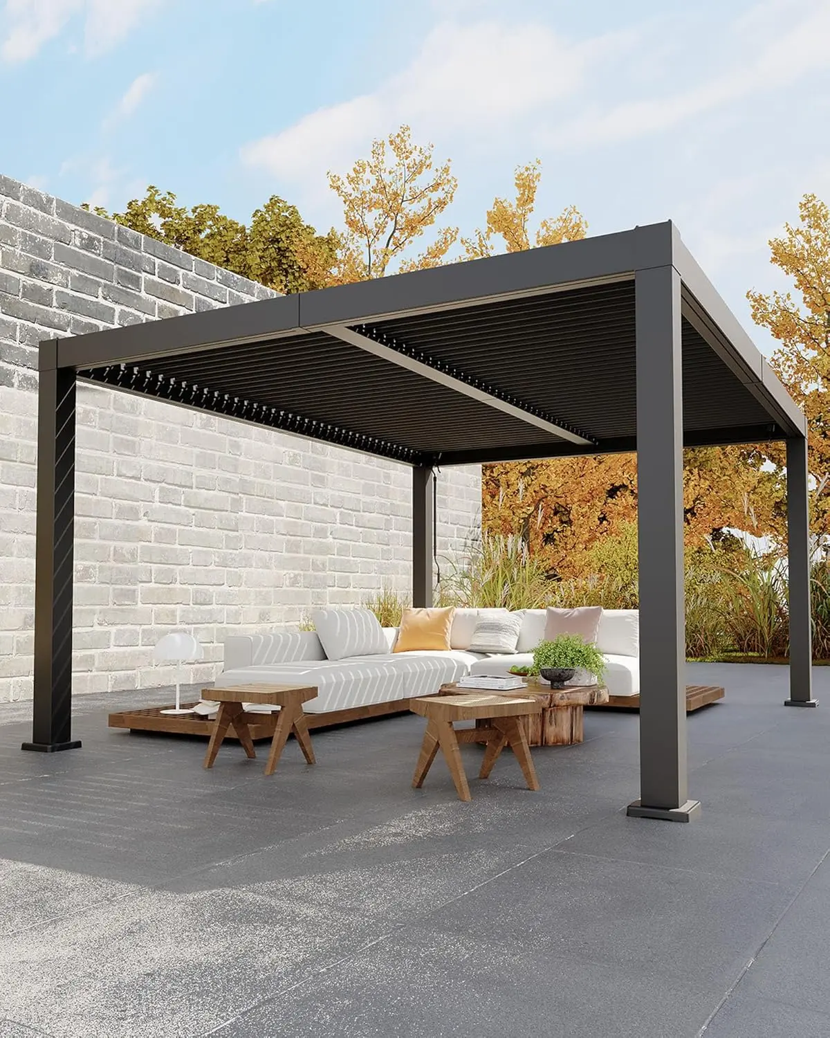 Gray All-Aluminum Louvered Pergola 12'x16' - Waterproof, Corrosion-Proof Metal Hardtop Gazebo with Adjustable Louvers, Reinforced Frame, Integrated Drainage System (No Pooling), Enhanced Airflow, 8 Boxes, for Patio/Deck Use, 12' X 16'
