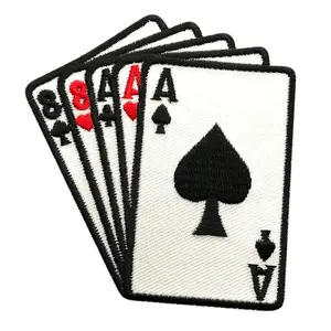 Dead Mans Hand Ace & Eight Iron Sew on Patch (3.0 X 3.25 - MD7)