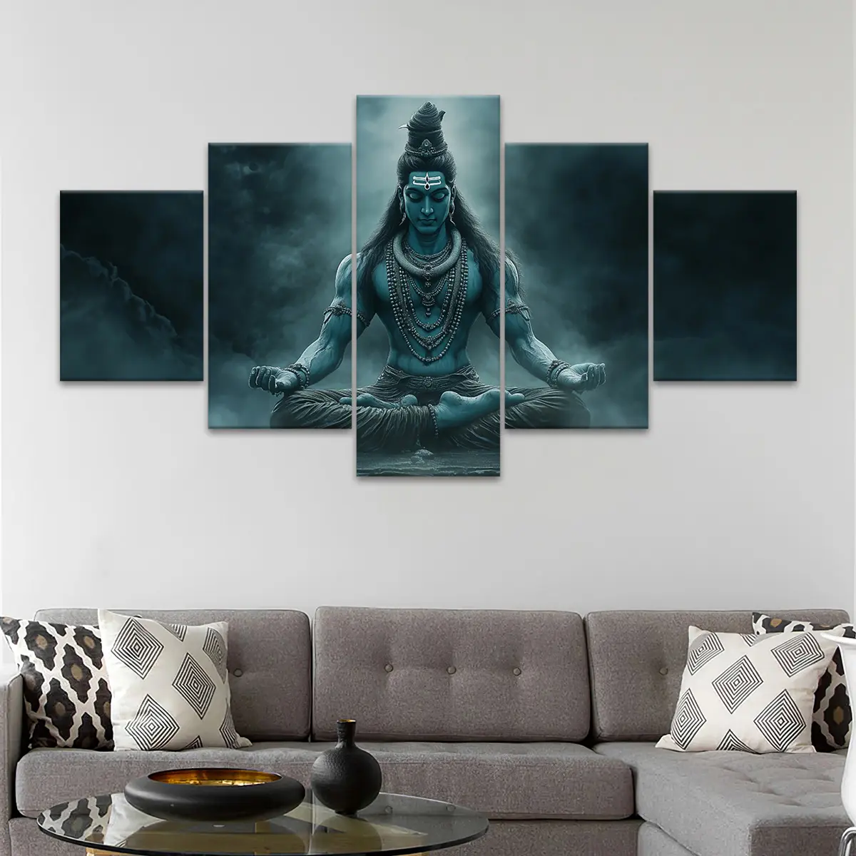 5 Counts Unframed Canvas Poster, Lord Shiva Meditation Poster, Religious Wall Art, Living Room Decoration, Modern Art, Fashion Family Poster, Wall Art Decoration, Odorless, Waterproof, Artwork, Modern Home Decor, Modern Art Design