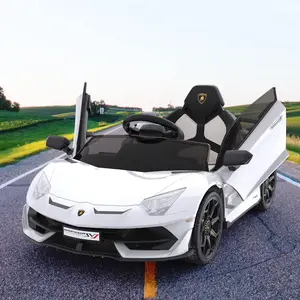 12V Kids Electric Car with Remote Control, LED Lights & Sound System - Licensed Lamborghini Battery Powered Ride-On Toy for Boys & Girls,White