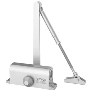 TikTokShopBlackFridayVEVOR Door Closer, Automatic Door Closer Commercial or Residential Use for Door Weights 100 Lbs, Adjustable Size Hydraulic Buffer Door Closers Heavy Duty Cast Aluminum Body, Easy Install, Silver