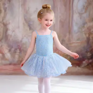 Girls Blue Sparkle Ballet Tutu Dress | Kids Sleeveless Dance Costume for Recital