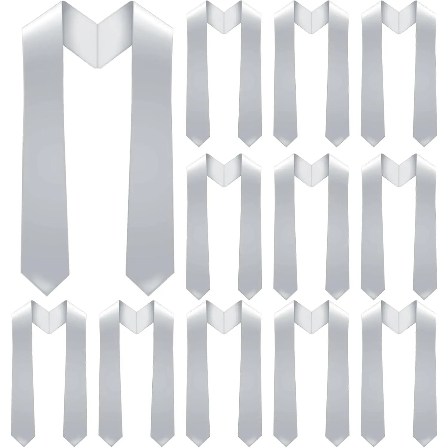 12 count Unisex Graduation Stole Bulk Sublimation Blank Grad Sash Plain Graduate  Stole, 70 Inches (Silver)