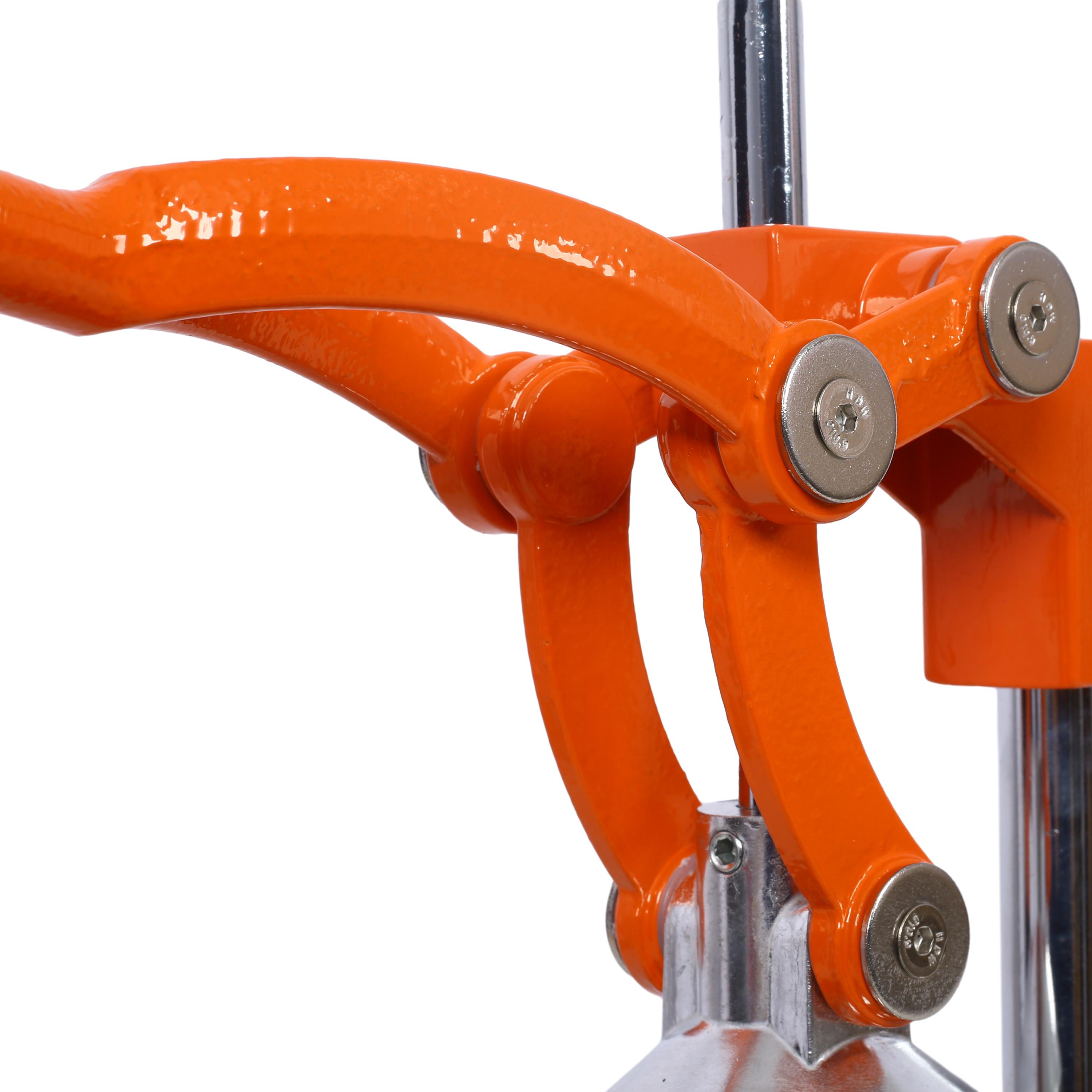 Cast Iron Citrus Juicer , Extra-Large Commercial Grade Manual Hand Press , Heavy Duty Countertop Squeezer for Fresh Orange Juice ,orange color