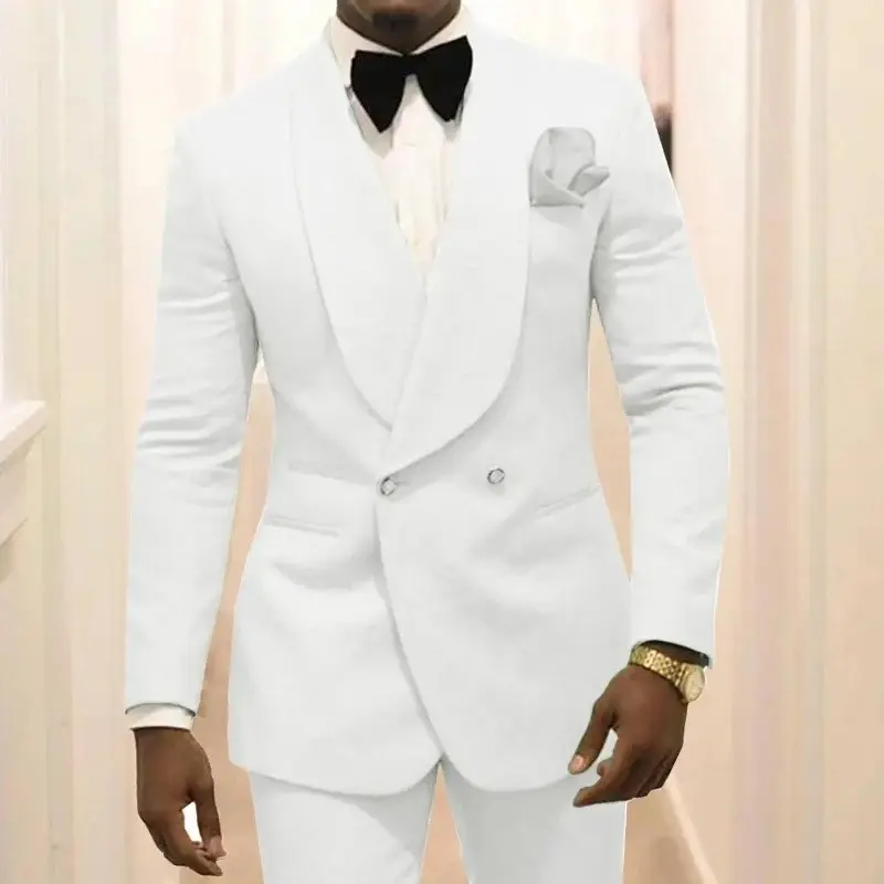 Men's Tailored 2-Piece Suit, Solid Color Elegant Formal Wear for Weddings and Banquets, Made-to-Order Menswear