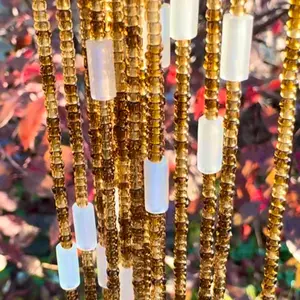 Tie on waistbeads-Gold with glow in the dark beads