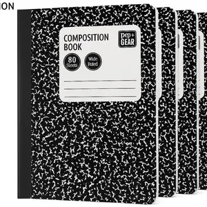 Pen and Gear Composition Book College Rules 80 Sheets 160 Pages Black Marble Hard Cover Wide Ruled Ideal for Notetaking