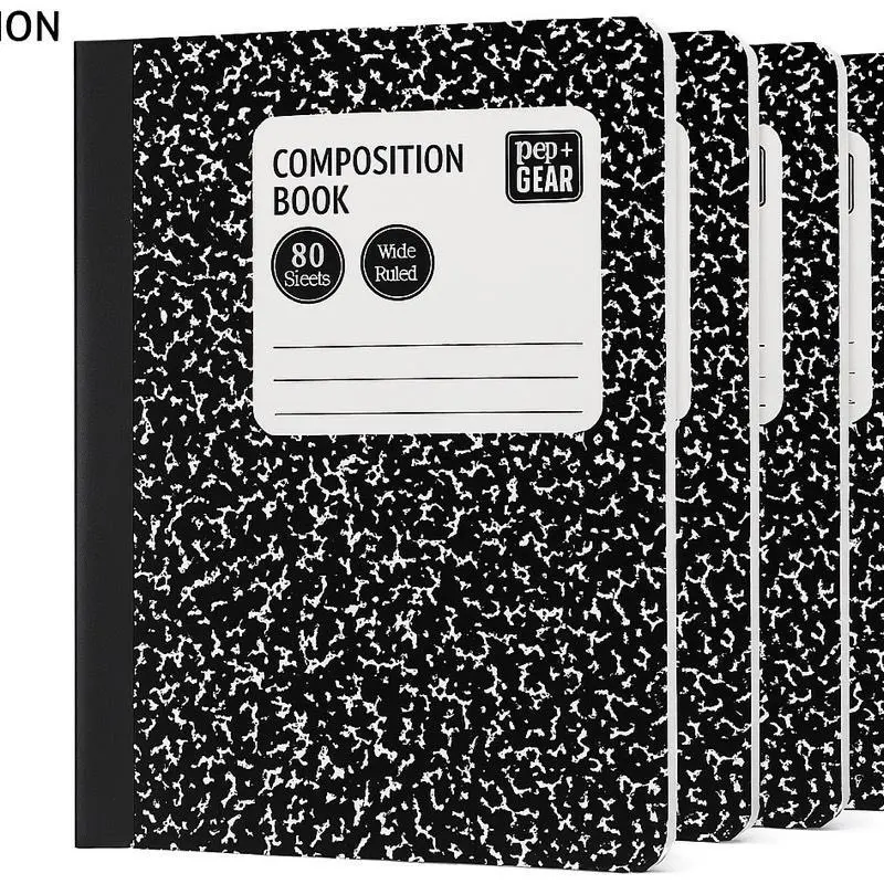 Pen and Gear Hardcover Composition Book Journal - Black Marble Design, College-Wide Ruled, 80 Sheets (160 Pages), Home Office & School Supplies, Back to School Stuff, Ideal for Productivity & Student Notetaking