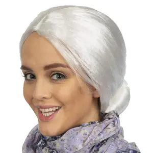 White Old Lady Wig - White Granny Costume Accessories Wig with Bun for Adults and
