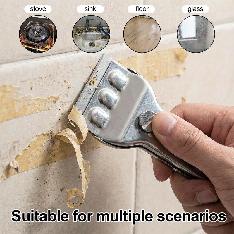 Razor Blade Scraper Tool, for Glass Ceramic and Induction Cooktops Glass Cooktop Stove Scraper with 5PCS Replacement Accessories for Glass Clean,Paint,Old Label,Decal Sticker,Adhesive Remover