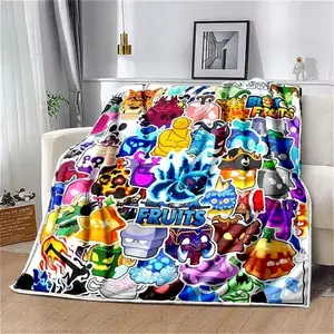 Cartoon game B-blox fruits printed blanket comfortable and beautiful children's blanket sofa sheet travel quilt birthday gift