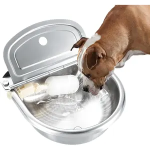 Automatic 304 Stainless Steel Waterer Bowl, Automatic Cow Drinking Water Bowl with Float Valve Water Trough Farm Grade for Horse Cattle Goat Sheep Dog (with Drainage Hole)