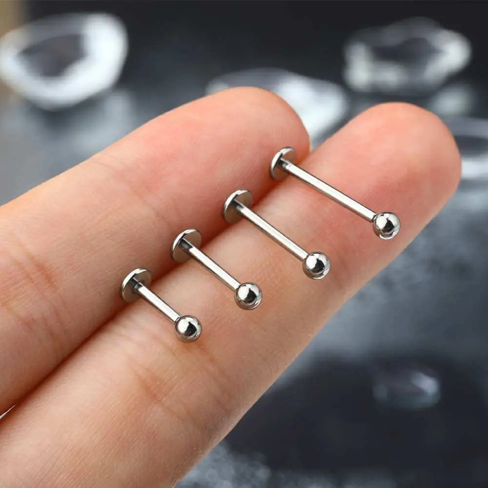 Oufer 16G Titanium Internally Threaded Ball Top Lip Labret Cartilage Stud Oufer 16G Titanium Internally Threaded Ball Top Lip Labret Cartilage Stud